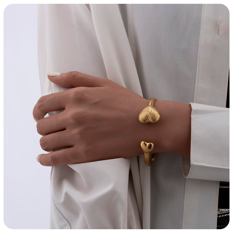 Hammered Heart Cuff