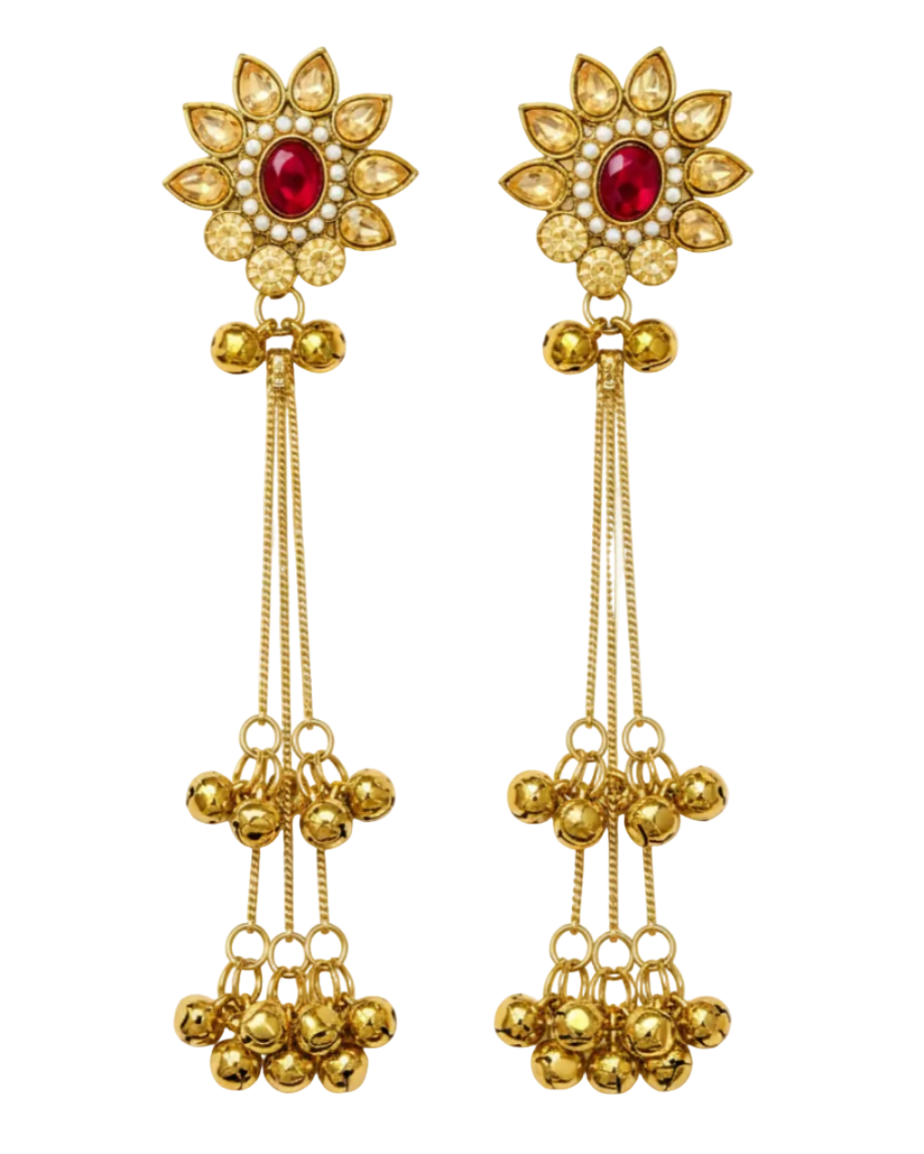 Ghungroo Dangler Earrings - Red