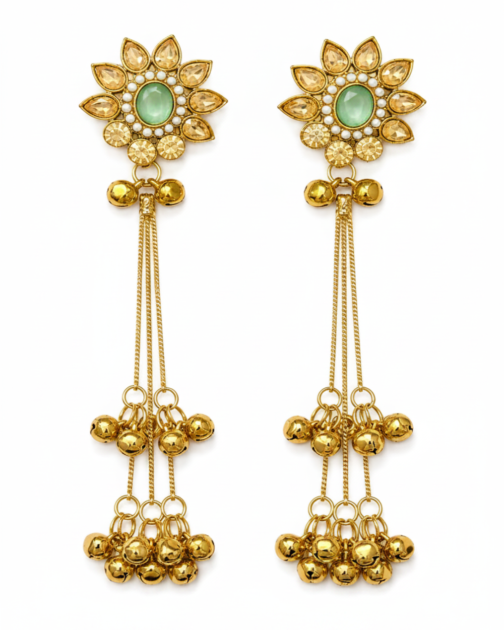 Ghungroo Dangler Earrings - Light Green
