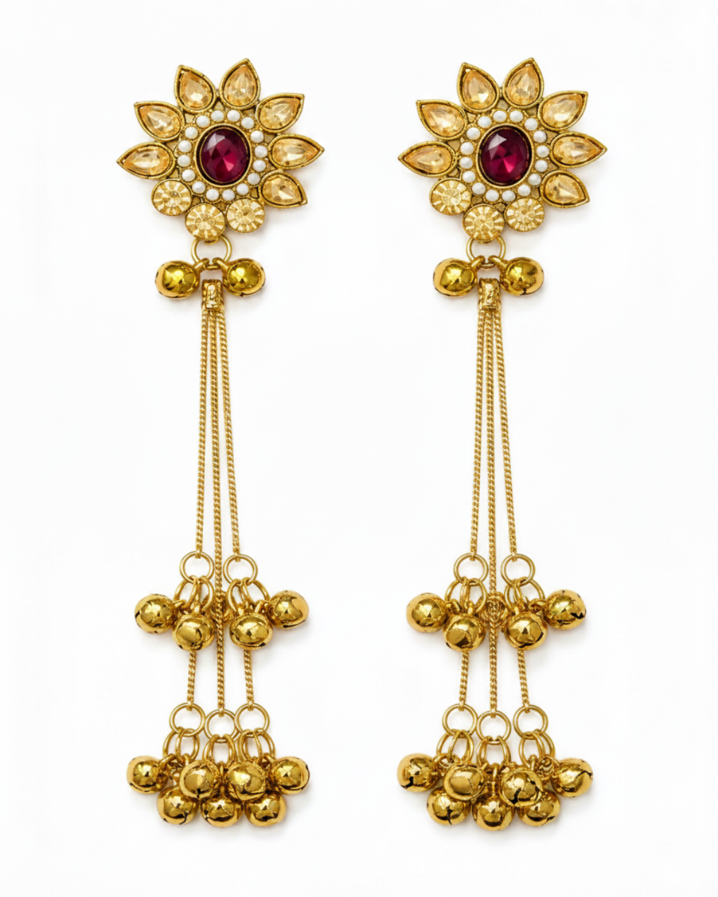 Ghungroo Dangler Earrings - Maroon