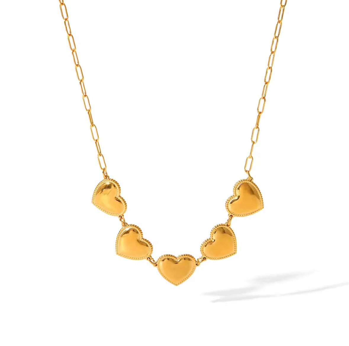Five Hearts Chain Necklace