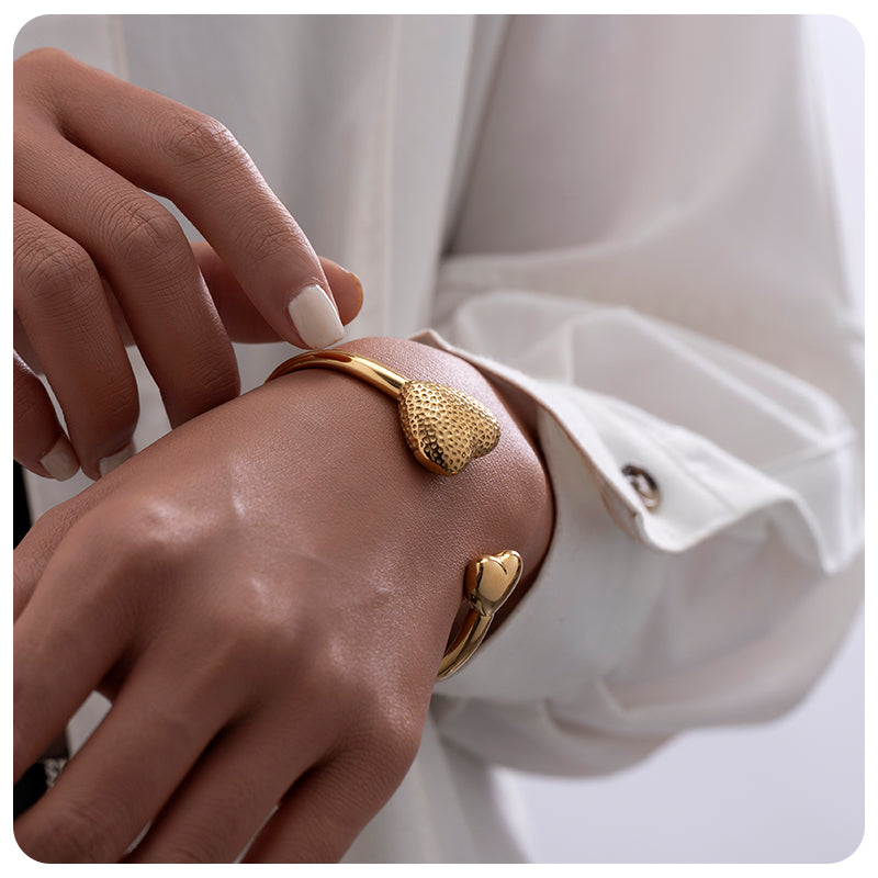 Hammered Heart Cuff
