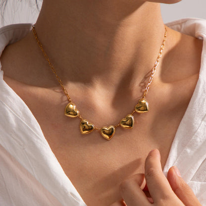Five Hearts Chain Necklace