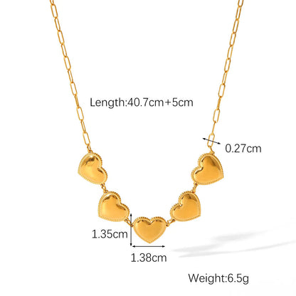 Five Hearts Chain Necklace