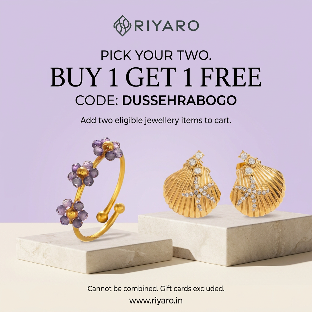 Riyaro Daisy Ring और shell earrings BOGO poster